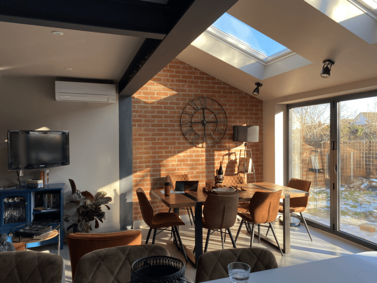 An orange kitchen extension in Winsford, Cheshire