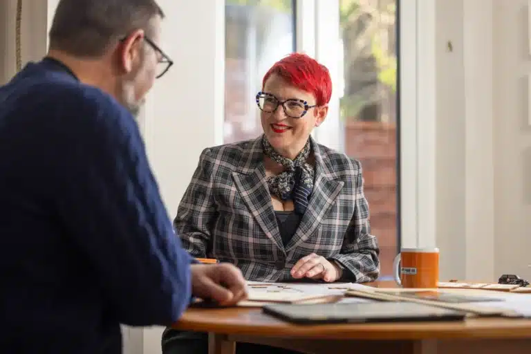 Lisa Raynes with client - Pride Road Architects